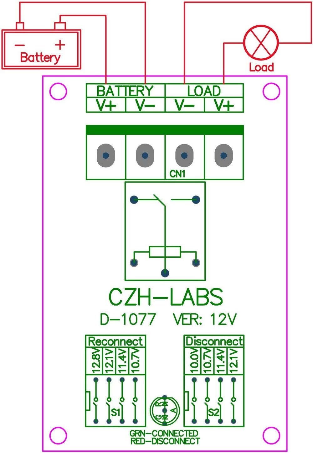 Electronics-Salon Low Voltage Disconnect Module LVD, 12V 10A, Protect/Prolong Battery Life.