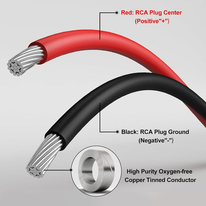 J&D RCA to Speaker Wire Adapter, 2 Pack 20AWG 6.6 ft (2 m), RCA Male Plug to Bare Wire Connector Adapter for Repairing Speaker Cords, Compatible with Amplifiers, AV Receivers