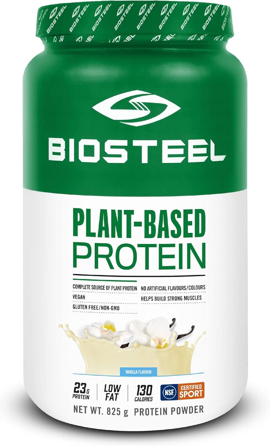 BioSteel Plant-Based Protein with Whole Grain Rice Protein, Pea Protein, and Hemp Protein, Chocolate, 825 Gram, vanilla