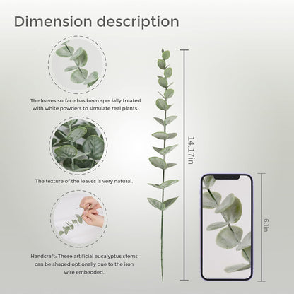 Tiyard 18pcs Eucalyptus Stems Artificial Eucalyptus Leaves Stems Artificial Fake Flowers for Home Office Flowers Bouquet Centerpiece Wedding Decoration Christmas Decor 2025