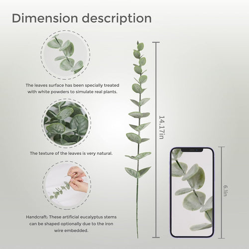 Tiyard 18pcs Eucalyptus Stems Artificial Eucalyptus Leaves Stems Artificial Fake Flowers for Home Office Flowers Bouquet Centerpiece Wedding Decoration Christmas Decor 2025