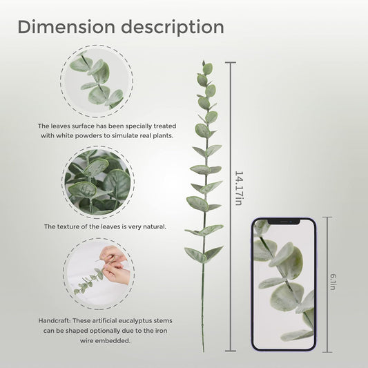 Tiyard 18pcs Eucalyptus Stems Artificial Eucalyptus Leaves Stems Artificial Fake Flowers for Home Office Flowers Bouquet Centerpiece Wedding Decoration Christmas Decor 2025