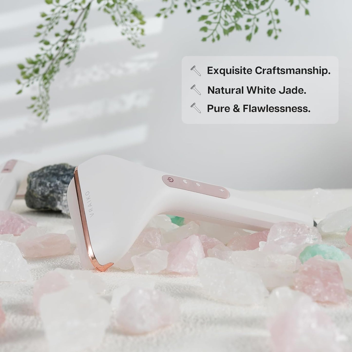 VRAIKO Aurora-X Handheld Gua Sha Device, White Jade Neck Face Massager with Thermal, Vibration and Massage Tail, for Face Sculpting Anti-Aging and Relaxation at Home