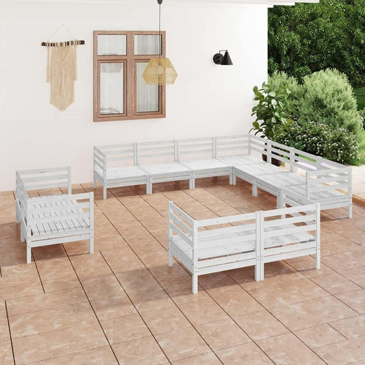 Homgoday Set Salotto da Giardino 11 pz in Legno Massello di Pino Bianco, Lettini Prendisole, Divano Letto Mobili, Lettini da Giardino, Lettino da Piscina Esterno Piscina