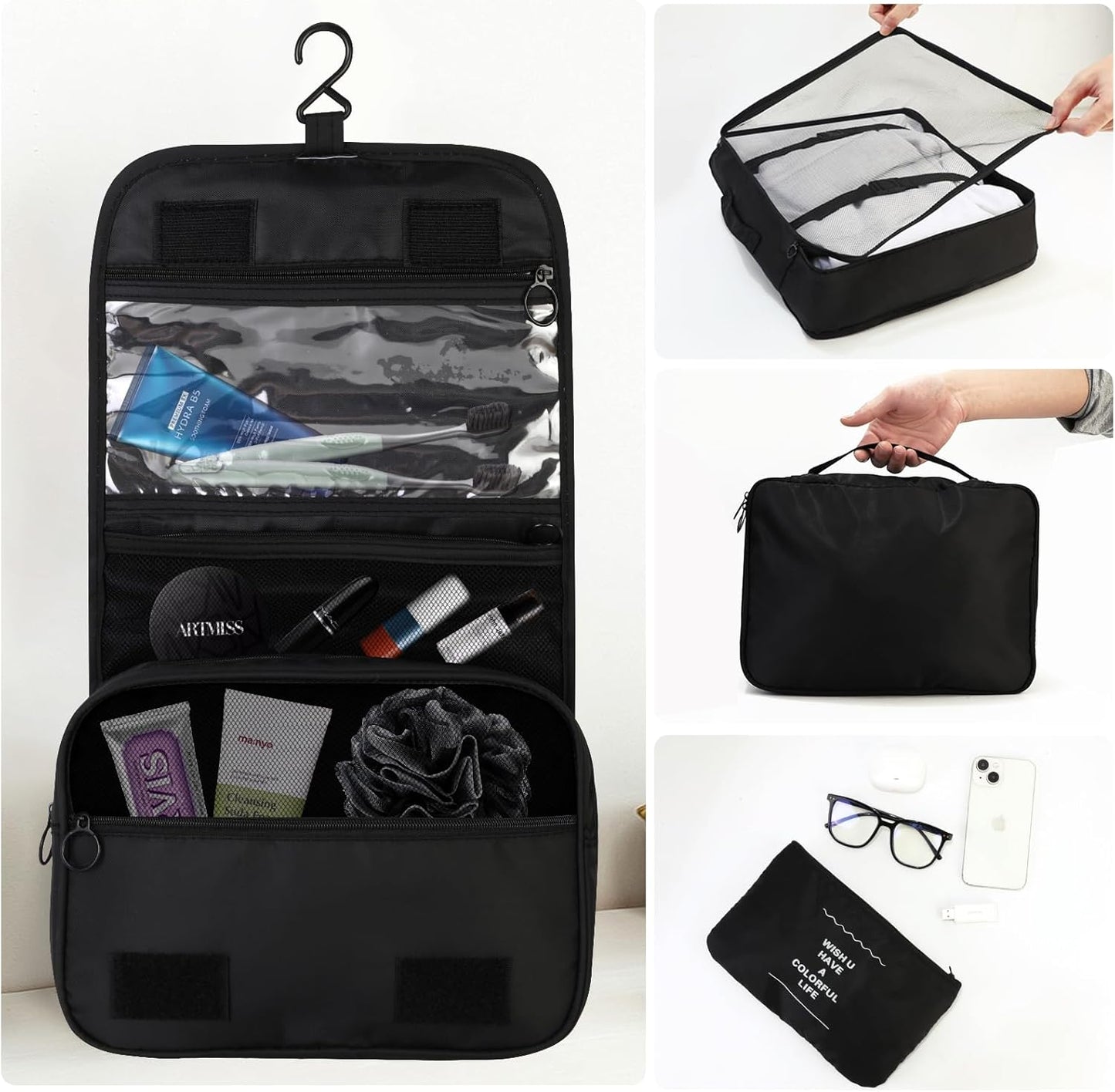 PHOGARY 8-Piece Suitcase Organizer, Packing Cubes Organizers for Travel, Vacation and Travel, Cubes Organizer Suitcases, Travel Useful Accessories (Black)