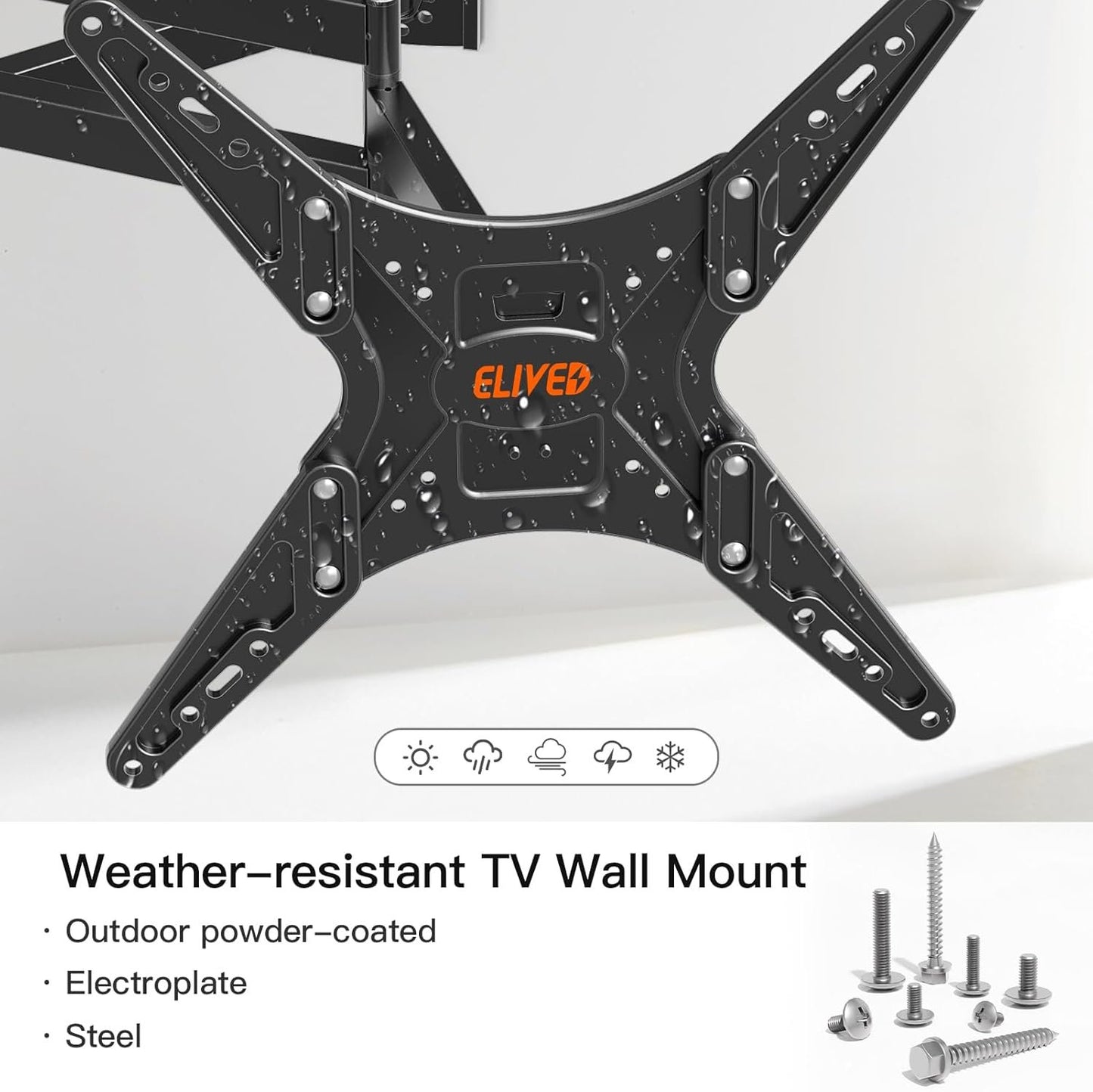 ELIVED Outdoor Long Arm TV Wall Mount for Most 26-65 Inch TVs, 37.4 Inch Long Extension TV Mount Swivel and Tilt, Max VESA 400x400mm, Full Motion Weatherproof Wall Mount tv Bracket Holds up to 77 lbs.