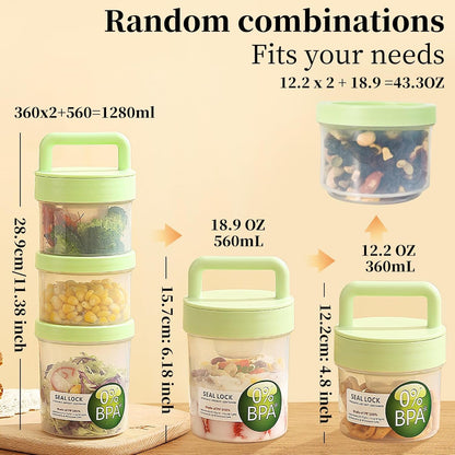On-the-go Yogurt Parfait Container with Lids and Spoon,Stackable Sealable Overnight Oats Containers,Reusable Food Container Prep Cereal Yogurt Salad Fruit Snacks Crunch Granola Spill Proof