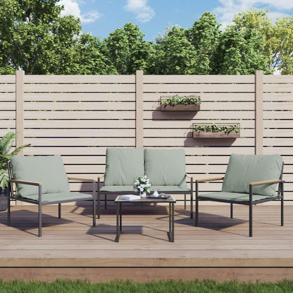 Homgoday Set Salotto da Giardino 3 pz con Cuscini in Acciaio Antracite, Salotto da Giardino Salottino, Lettini Prendisole, Divano Letto Mobili, Lettini da Giardino per Terrazzo Esterno
