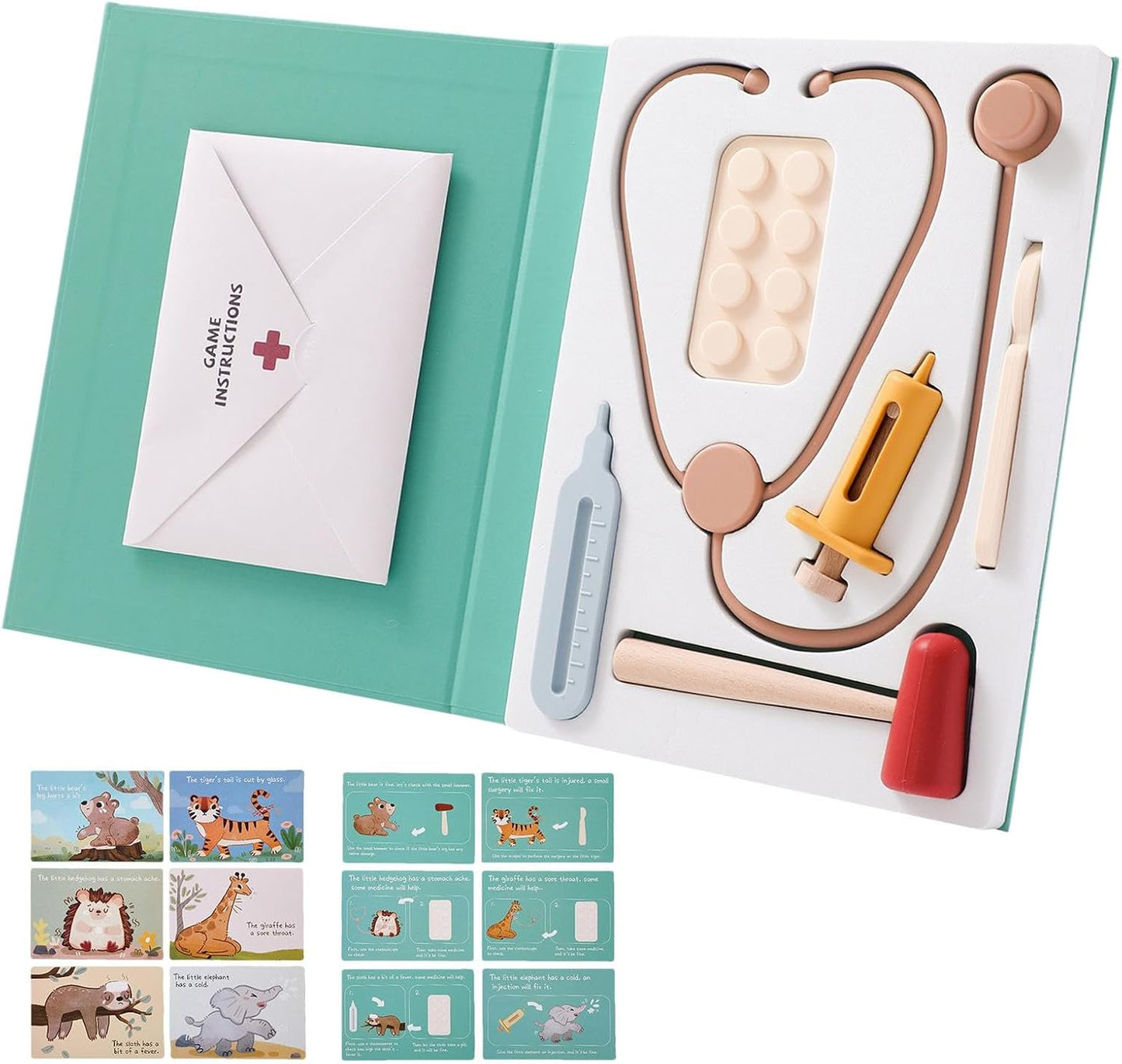 Kids Doctor Set, Pretend Doctor Kit , 36-Piece Role Play Equipment, 18.7x24.8cm, Simulation Stethoscope Toy, for Classroom, Interactive Learning, and Imaginative