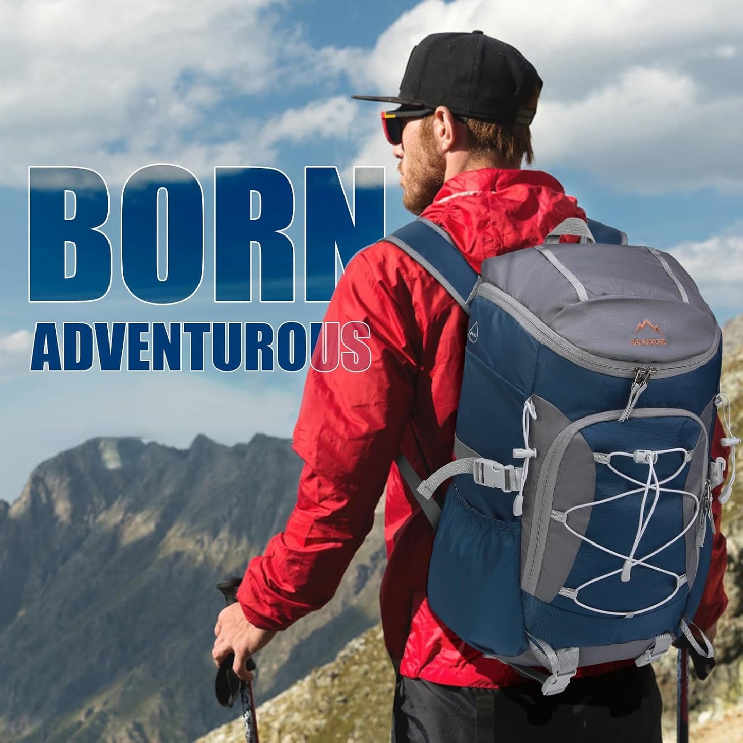 RAINSMORE Packable Hiking Backpack for Men Women Foldable Camping Backpack 40L Waterproof Hiking Daypack Lightweight