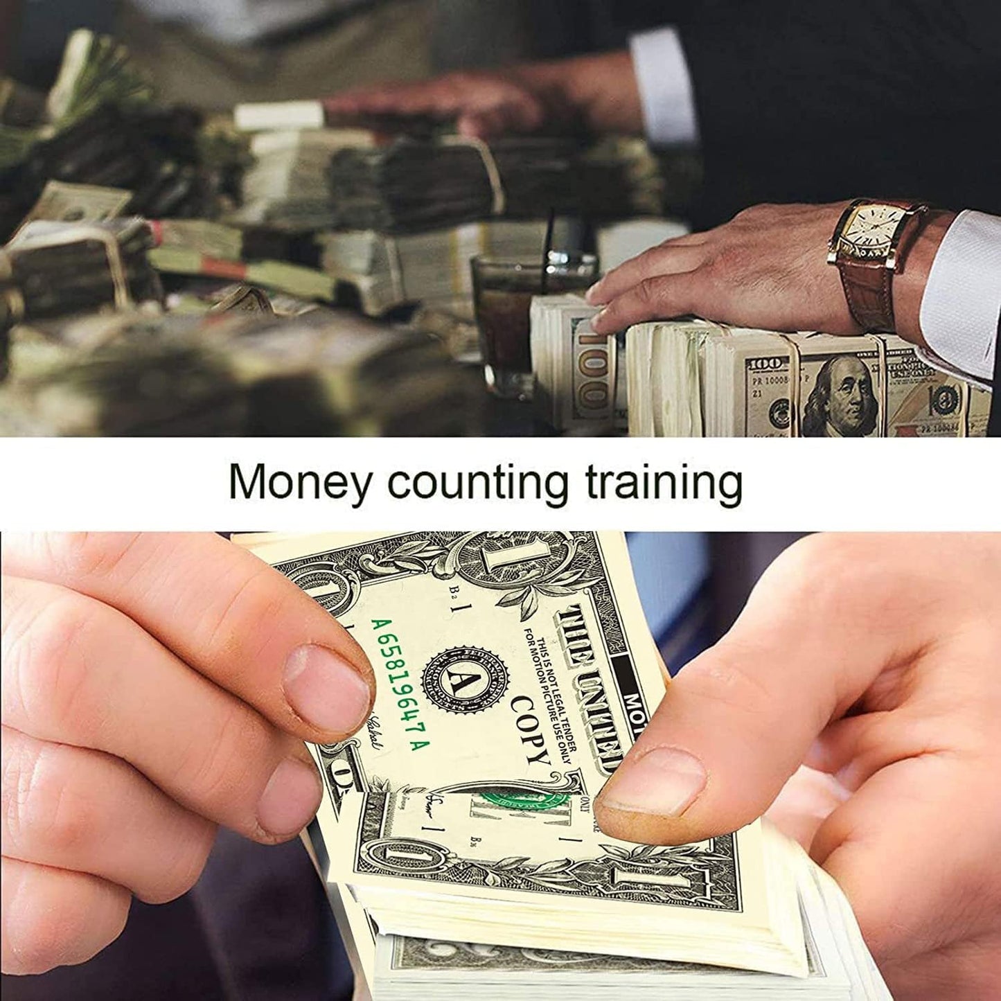 Money Game, Cash Toy for Children, Copy Money, Real Size Fake Dollar, Casino Accessories, Cash Film Play Toy, 120 Pieces, (20 x 1$, 5$, 10$, 20$, 50$, 100$)