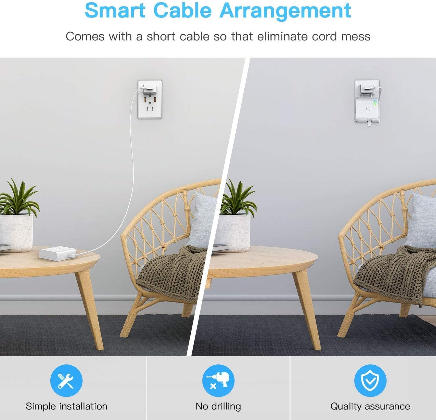 HOLACA Outlet Wall Mount for Ring Smart Lighting Bridge,Easily Be Moved-Saving Space-No Messy Wires and Screws