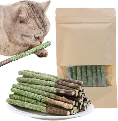 Cat Grass Chew Stick - Catnip Chew Stick, Organic Cat Tooth Cleaning Toy, Natural Cat Oral Care | Remover, Breath Freshener, Stress Reducing Chews for Hairball Removal