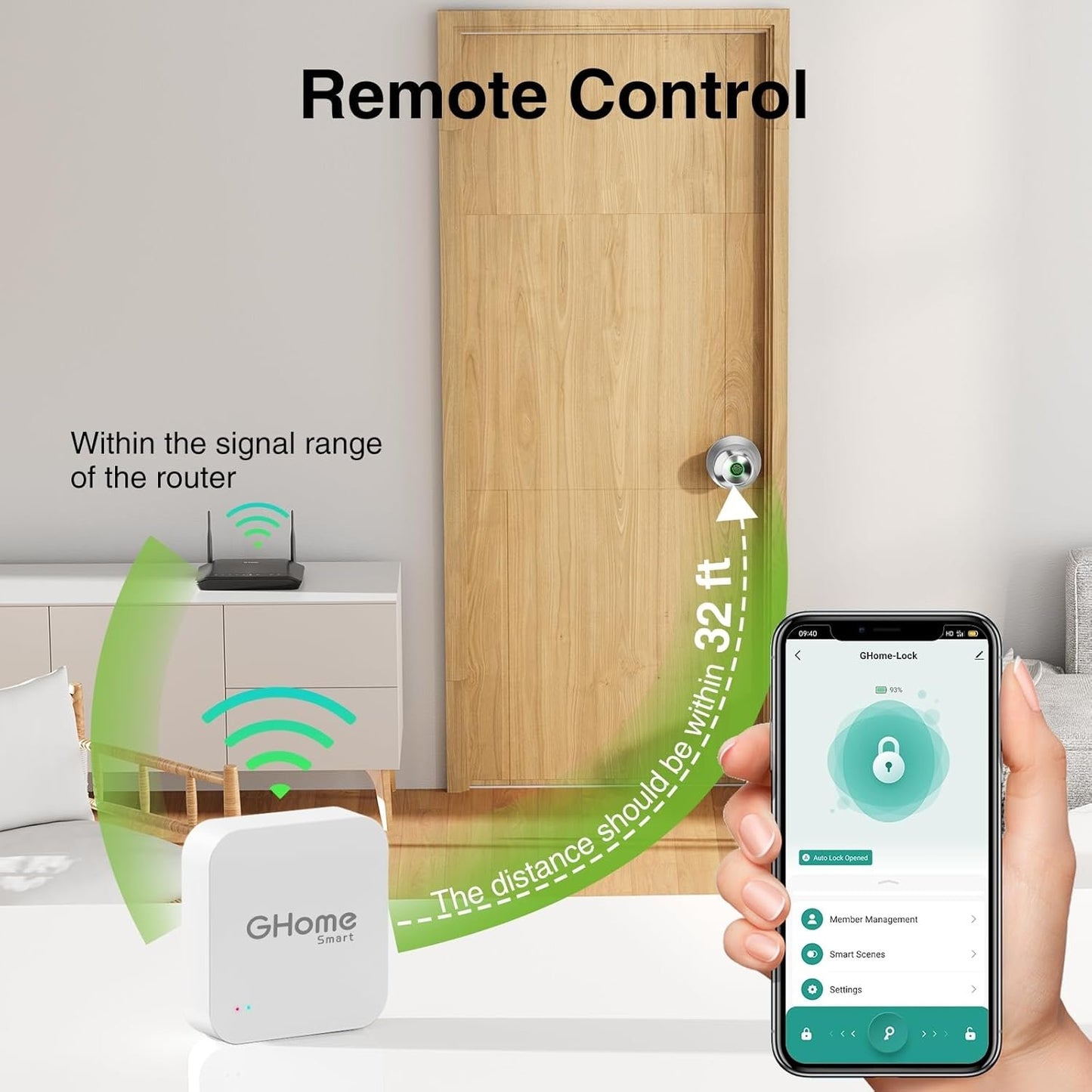 GHome Smart G2 Gateway, Smart Lock Deadbolt WiFi Gateway, Remote Control, G2 Gateway for TT/DD Lock App, 2.4Ghz WiFi, Easy to Set