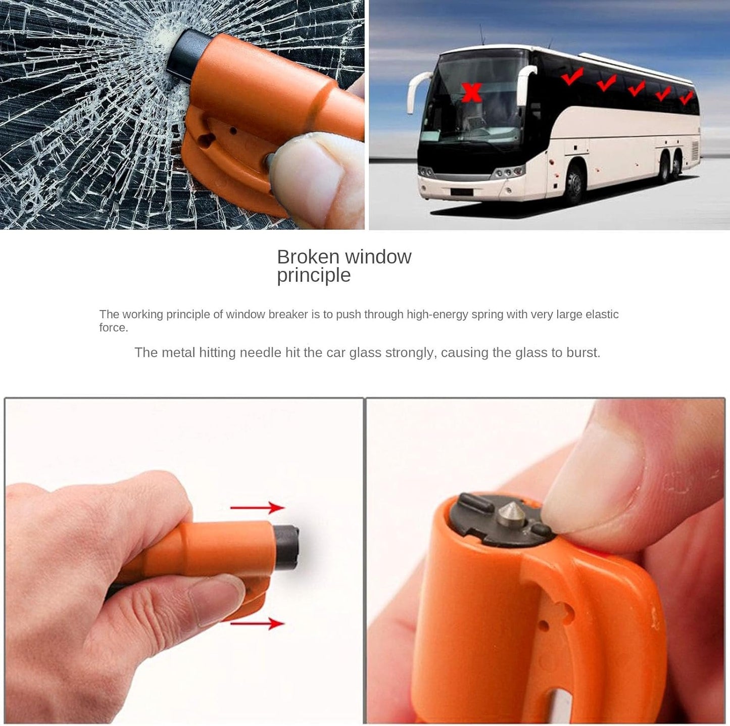 Mini Car Glass Window Safety Hammer Breaker and Emergency Whistle and Seat Belt Cutter 3 in 1 Escape Tool, 2 Pack