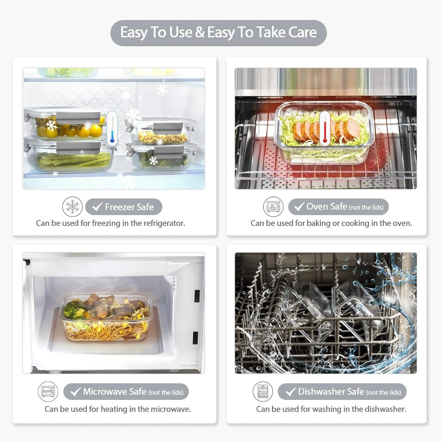 coccot [10 pack Glass Meal Prep Containers with Lids, Glass Food Storage Containers with Snap Locking Lids for Food, Bpa-free, Easy to Open& Close/Microwave,Oven,Freezer,Dishwasher Safe/Leak-Proof