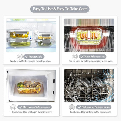 coccot [10 pack Glass Meal Prep Containers with Lids, Glass Food Storage Containers with Snap Locking Lids for Food, Bpa-free, Easy to Open& Close/Microwave,Oven,Freezer,Dishwasher Safe/Leak-Proof