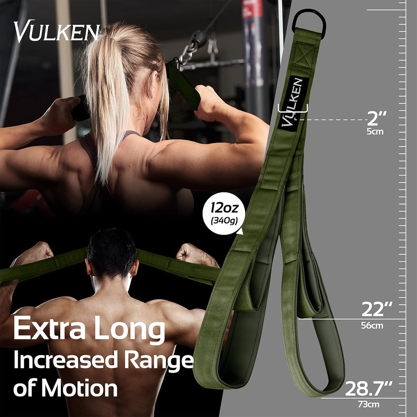 Vulken Tricep Rope Cable Attachment. Dual Lengths in One