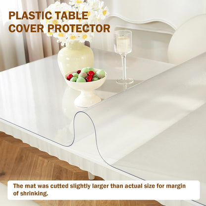 Royhom Frosted Table Cover Protector 2mm Thick 60 x 36 Inch Table Protector for Dining Room, Plastic Table Cover, Dining Table Protector, Table Top Protector Waterproof Oil-Proof