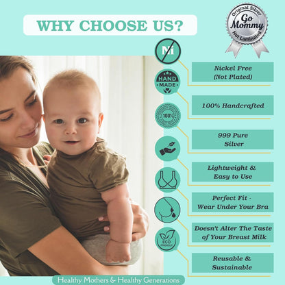 Go Mommy- The Original Silver Nursing Cups, Nipple Shields for Nursing Newborn, Nipple Protector for Breastfeeding, Nipple Covers Breastfeeding, No Need Nipple Cream, Newborn Essentials Must Haves