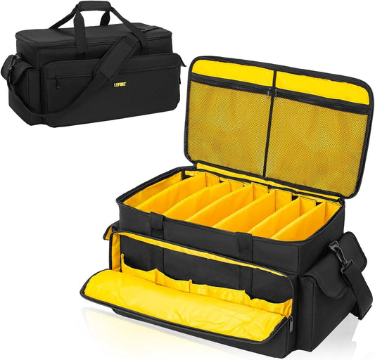 Large DJ Cable File Gig Bag DJ Equipment Organizer Bag with Detachable Dividers and Padded Bottom,Travel Music Bag for Professional DJ Gear,Sound Equipment, Musical Instrument and Accessories