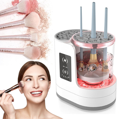 3 in1Electric Makeup Brush Cleaner With Makeup Brush Dryer Holder Portable Automatic USB Cosmetic Brushes Cleaner Tool for All Size Beauty Makeup Brush Set,Contour, Eyeshadow, Blush Brush (White)
