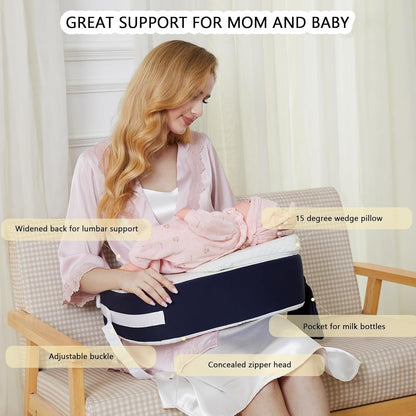 AINIYNM Nursing Pillow for Breastfeeding Pillows Ergonomic Feeding Pillow Made of Memory Foam with Waist Support Band Make Feeding Easier with Removable Wedge Pillow