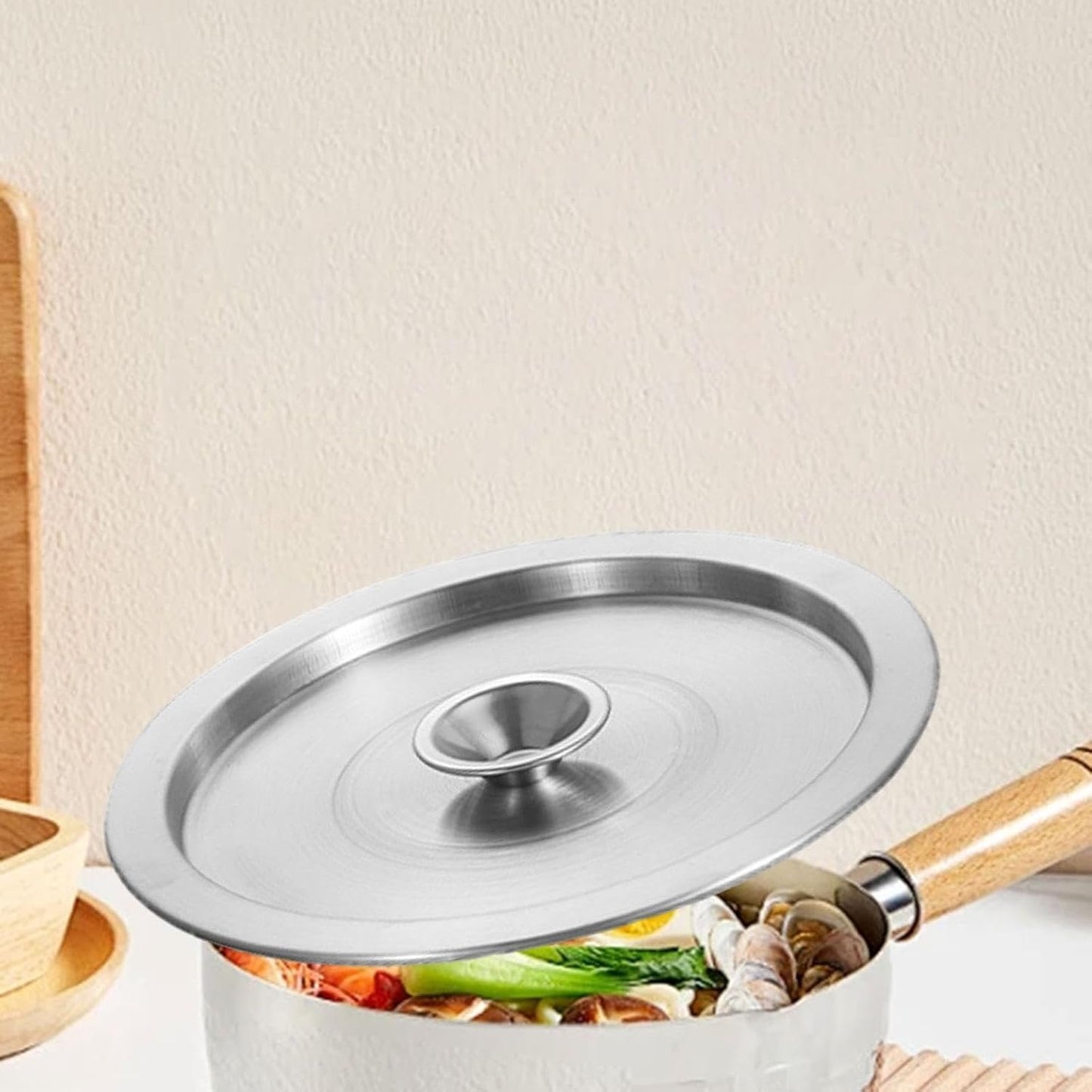Ｂｅｓｇａ Frying Pan Cover,Stockpot Lid,Cookware Cover,Stainless Steel Household Bakeware,Pot Skillet Lid,Cooking Pot Lid for Skillets, 38cm