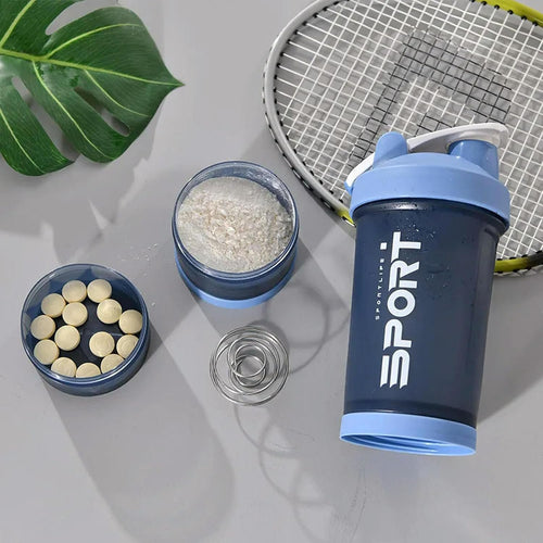 500 ml 3 Layers Sports Water Bottle Protein Shaker Outdoor Travel Portable Leakproof Drinkware Plastic My Drink Bottle BPA Free