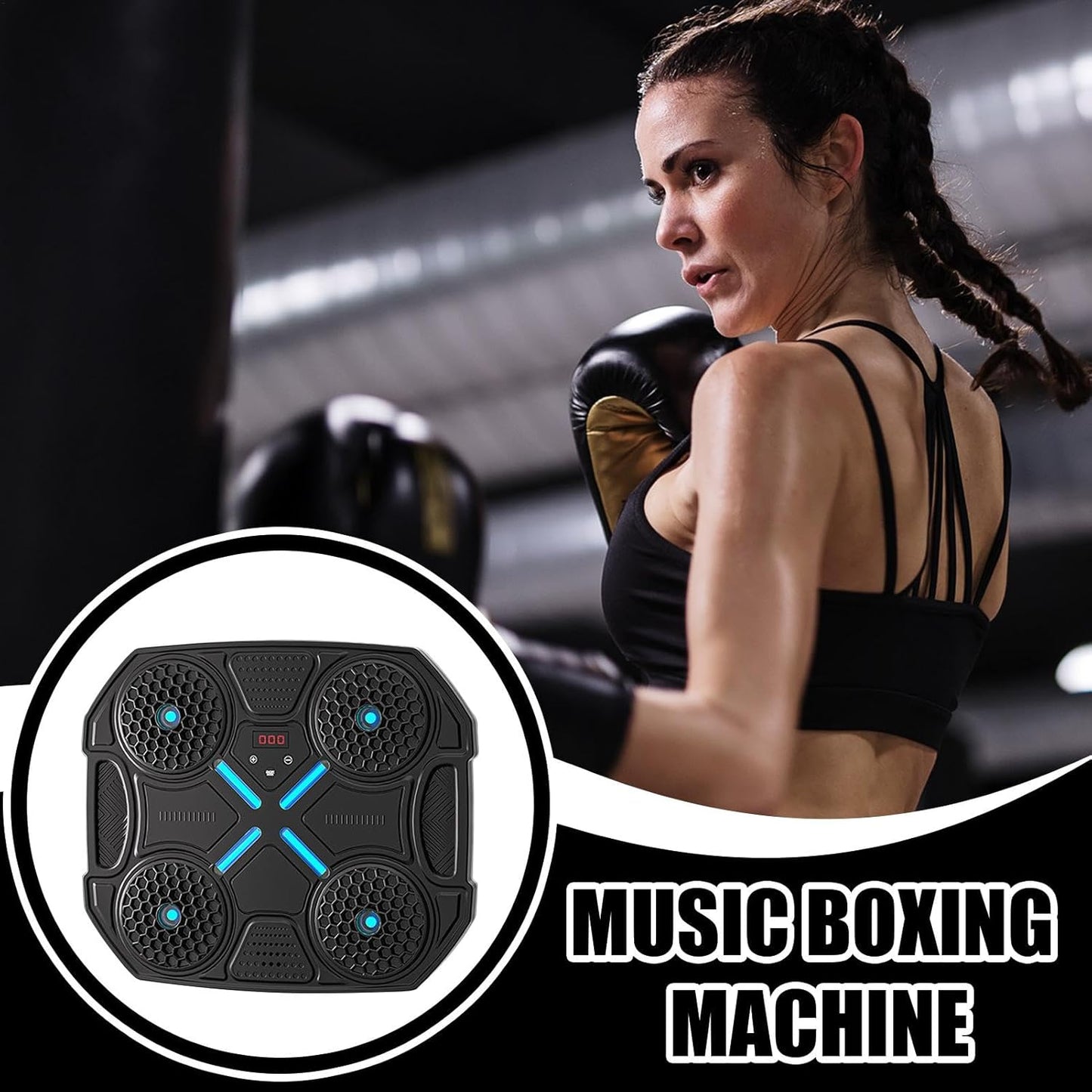 Attrezzatura da boxe high-tech, Allenatore di punzonatura integrato con musica, Punzonatrice per fitness, di boxe intelligente con guanti, Macchina da boxe con display musicale, Punzonatrice