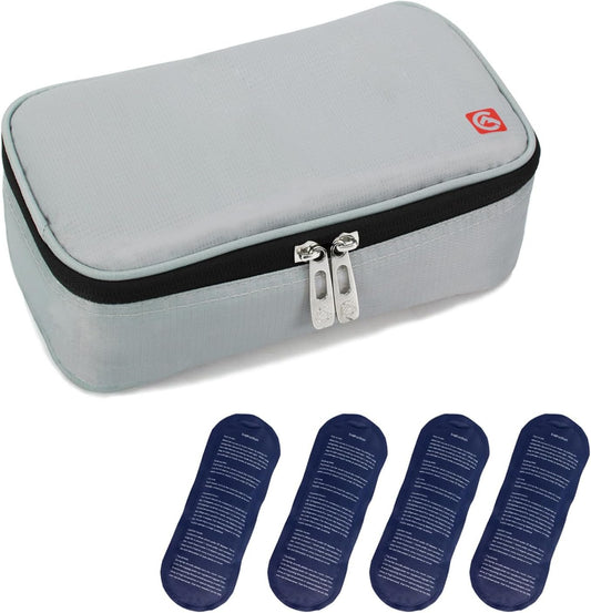 ALLCAMP Insulin Cooler Travel Bag with 4 Ice Pack and Insulation Liner for Diabetic Organize Medication (Medium)