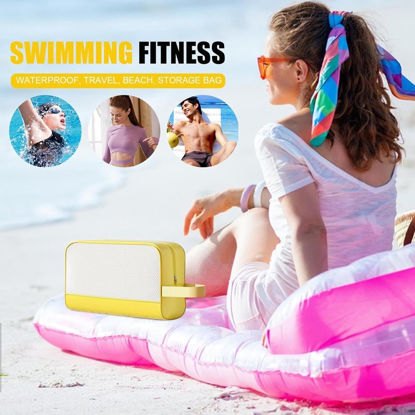 Waterproof Storage Beach Gym Bag - Gym Toiletry Bag - Mesh Shower | Workout Toiletry | Zippered Hygiene | Lightweight Toiletry Kit | Toiletry with Hook, Straw Yellow, Refer to description, Unisex