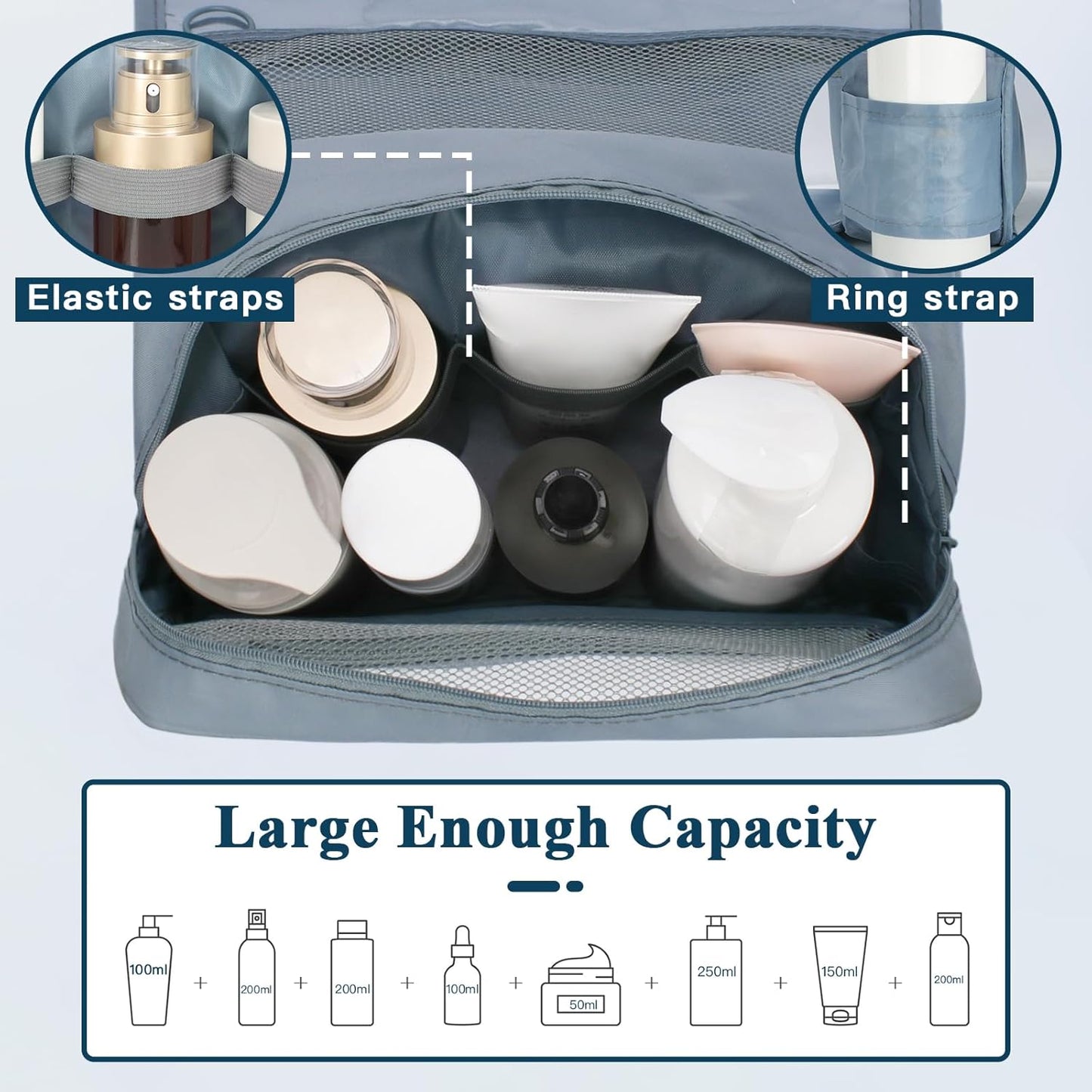 Zivacate Hanging Beauty Case, Waterproof Toiletry Bag for Women & Men, Portable Folding Makeup Bag