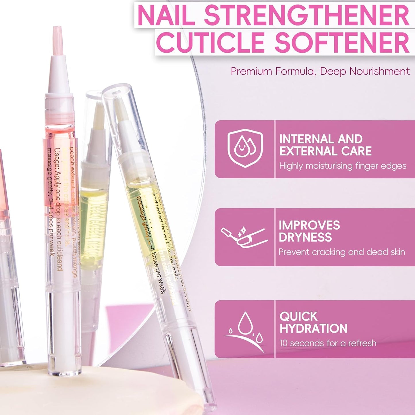 2PCS Cuticle Oil Pen for Nails,Nail Oil Pen for Nail Care,Cuticle Oil for Nails with Nail File,Nail Oil Cuticle Prevent Dry Cracking and Hangnails,Deep Nourishment(Pineapple & Peach Flavor)