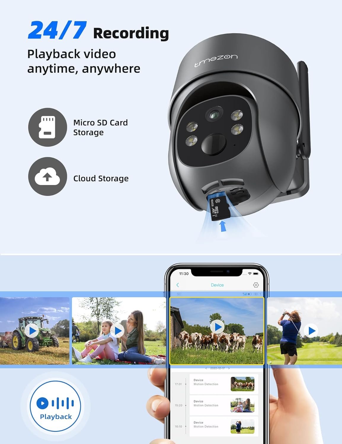 TMEZON 4G LTE Surveillance Security Camera Wireless Outdoor Solar Powered, 2K HD Color Night Vision, Pan Tilt 360Â°View Spotlight, 2-Way Talk, SIM Card & TF Card Included, PIR Motion with Solar Panel