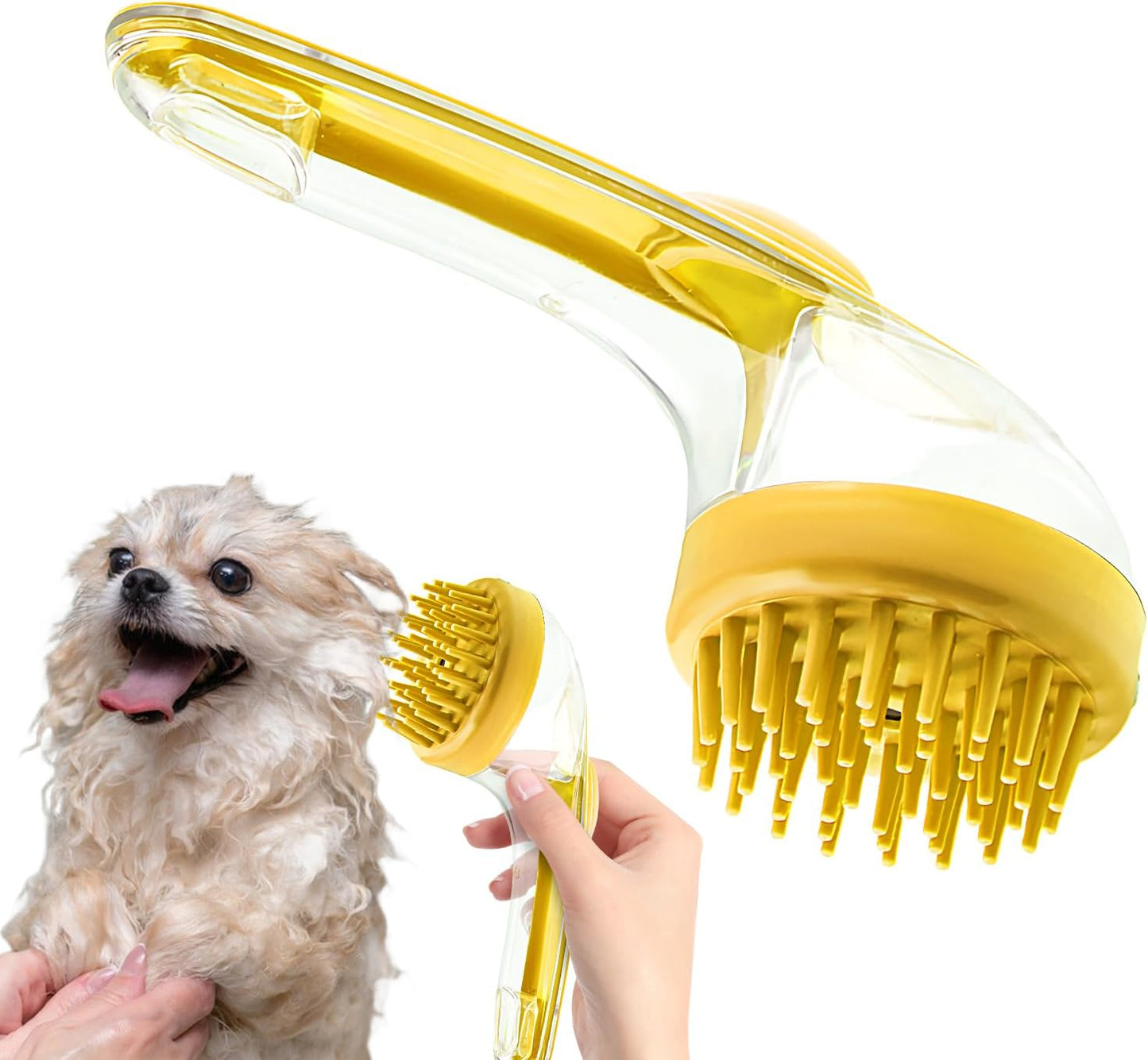 Dog Wash Brush - Soft Dog Shower Brush with Long Handle | Grooming Tool Cleaner Silicone Bristle Cat Comb Shower Accessories for Puppy Kitten Small Animals