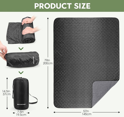 BESTHUNTINER Warm Blanket with Fleece Lining,Large Stadium Blanket,Waterproof,Thermal,Sleeping Gear for Camping,Emergency,Space,Car Blanket,Airplane,Hiking,Picnic.