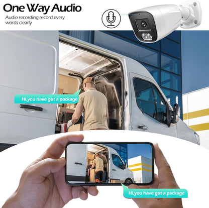 MWRCTV 4MP Wide Angle 2.8mm Lens 2560 * 1440 POE IP Security Surveillance Bullet Camera with Mic/Audio, Smart Dual Light AI Color Night Vision, IP67 Waterproof, NVR/RSTPï¼ˆMF427ï¼‰