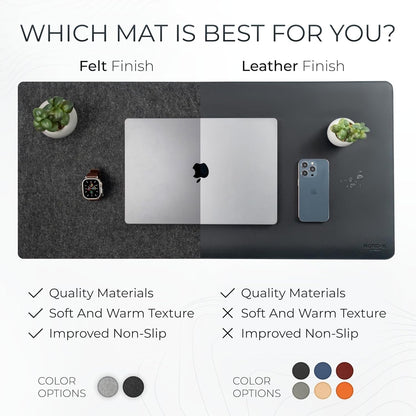 Nordik Large Felt Desk Mat - Charcoal - 89 x 43 cm - Full Desk Keyboard Mat - Computer Desk Mat for Keyboard and Mouse Pad - Desktop Mat - Large Desk Mat - Felt Desk Pad