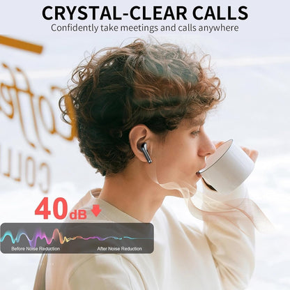 Wireless Earbuds - in Ear Headphones Bluetooth 5.3 with ENC Noise Cancelling Mics - HiFi Stereo Deep Bass - LED Display - USB-C Fast Charging - 40 Hours Playtime - Earphones for Sports, Work, Leisure