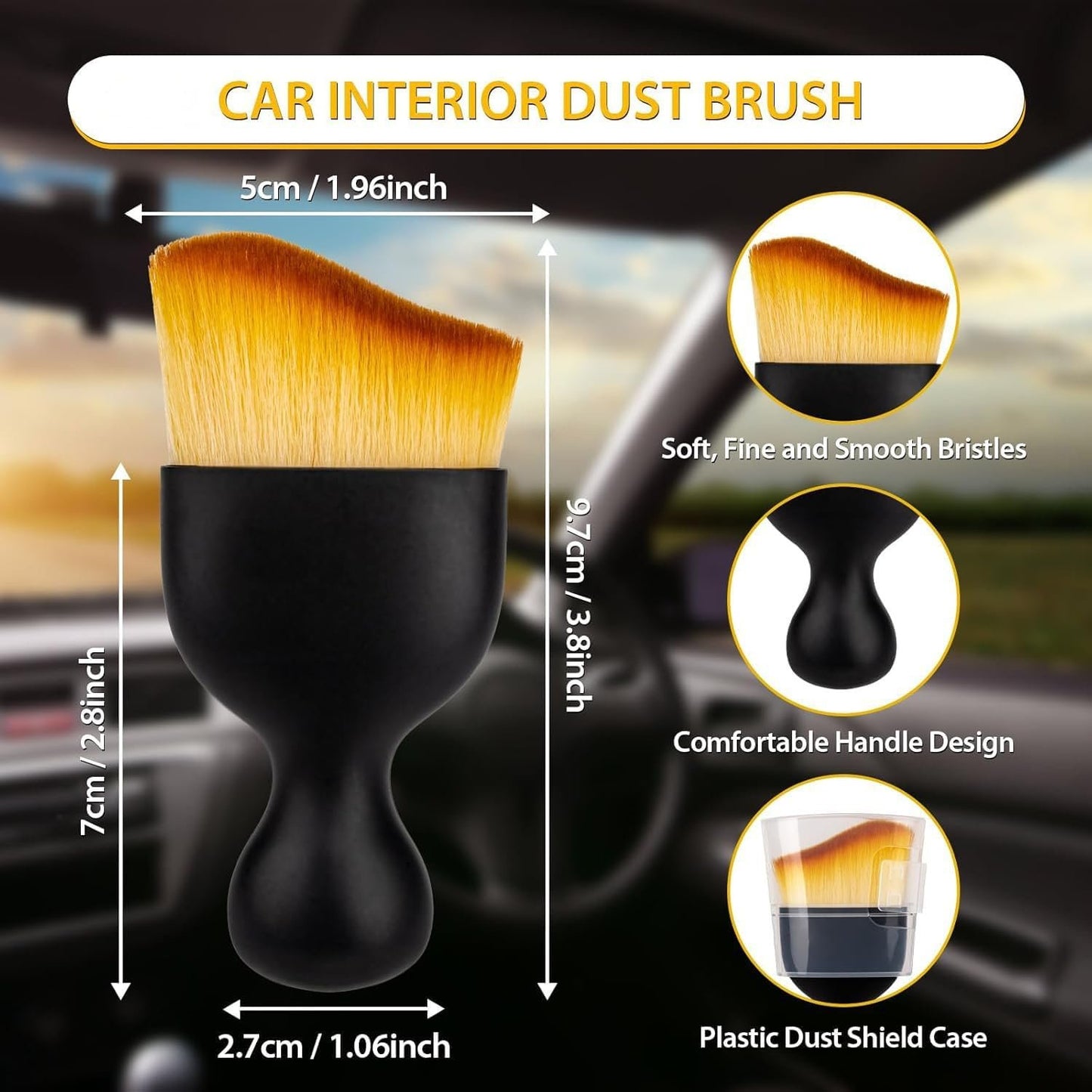 Car Interior Dust Brush,Car Detailing Brush,car Accessories Interior Aesthetic,Car Interior Dust Brush,Car Dash Cleaning Soft Brush,Air Vent,Leather,Computer 2Pcs
