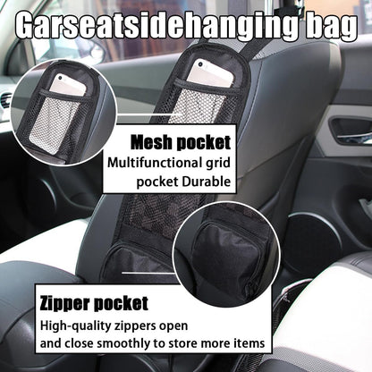 TSUGAMI Car Seat Side Organizer, Auto Seat Storage Hanging Bag, Multifunctional Stuff Holder with Mesh Net Pocket, Hold Phones Wallet Glasses Drink, Interior Accessories for Car, SUV, Truck (2 pcs)