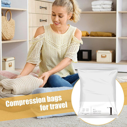 Travel Vacuum Bags, 2 Pack Clothing Organizers, Space Saving Storage for Suitcases and Home, No Pump or Vacuum Required, Ideal for Efficient Packing, Organization