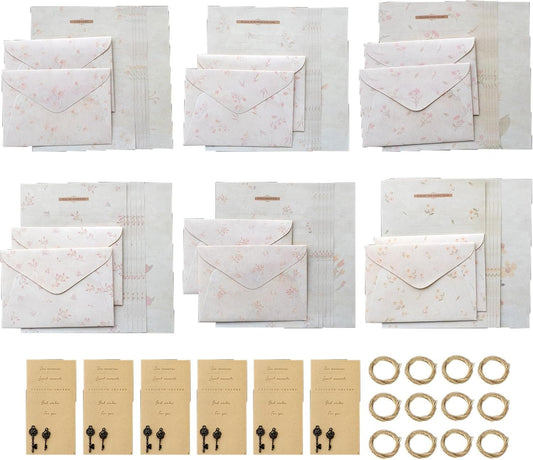 78 Pcs Stationary Writing Paper and Envelopes Set, 36 Sheet Floral Letter Paper 12 Pcs Matching Envelopes Fresh Flower Stationery Lined Writing Paper for Girls Office School Supplies 6 Styles