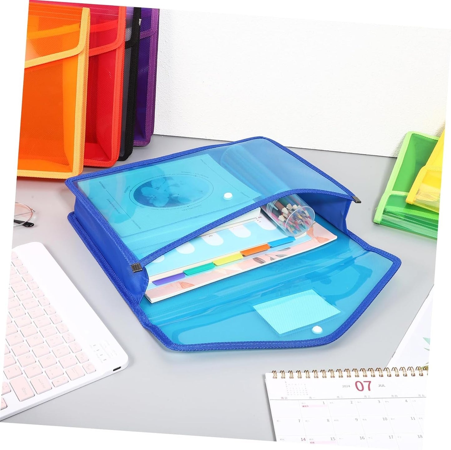 jojofuny 7pcs Document Organizer File Bags with Button Closure and Label Pocket Stylish and Practical Folders for Home Office Use Enhance Workspace Organization