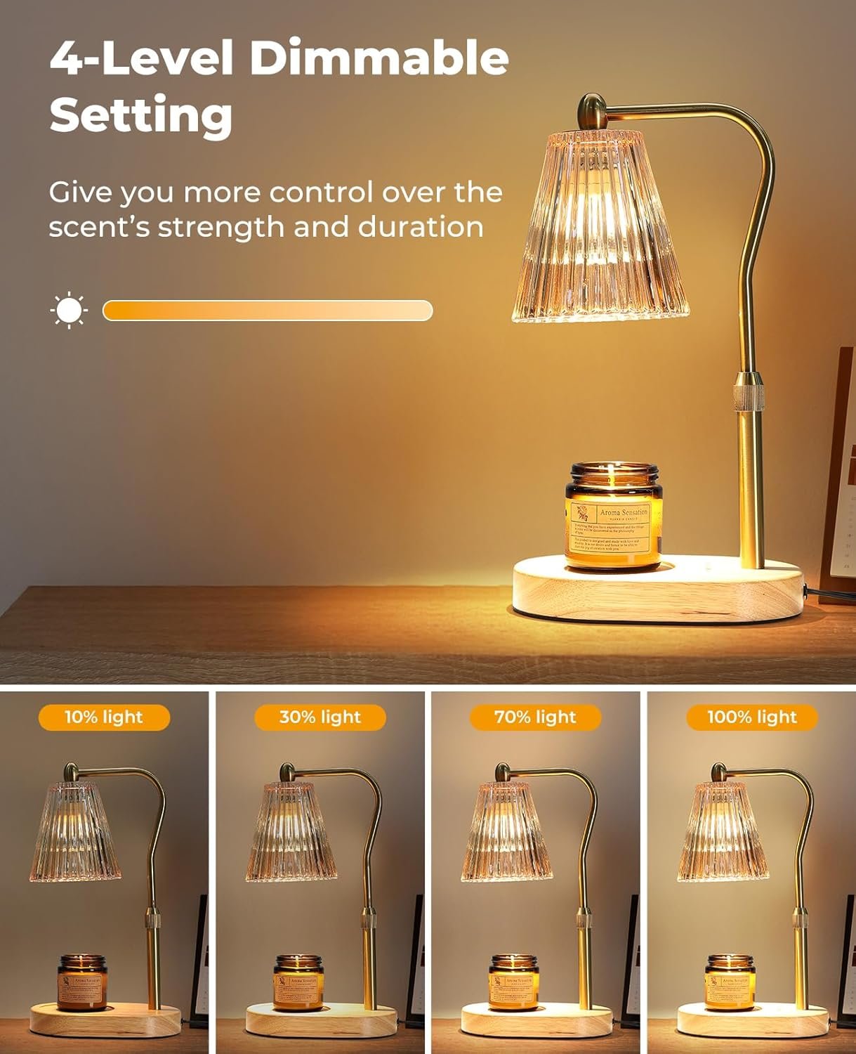 Candle Warmer Lamp, Candle Warmer with Timer and Dimmer, Adjustable Height, Electric Candles Lamps with 2 Bulbs for Scented Jar Candles, Wax Melter Lamp for Home Decor, Room Decor, Gifts for Women/Mom