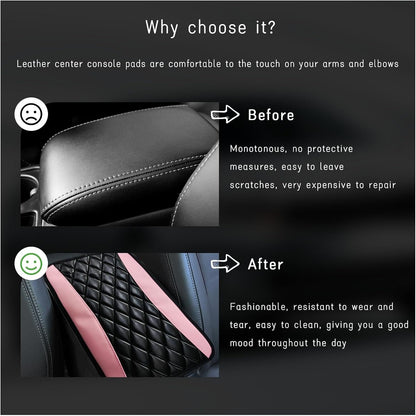 Dickno Car Center Console Cushion Pad, Universal Leather Waterproof Armrest Seat Box Cover, Comfortable Auto Armrest Cover Protector, Car Interior Decor Accessories for Most Vehicles (Pink)