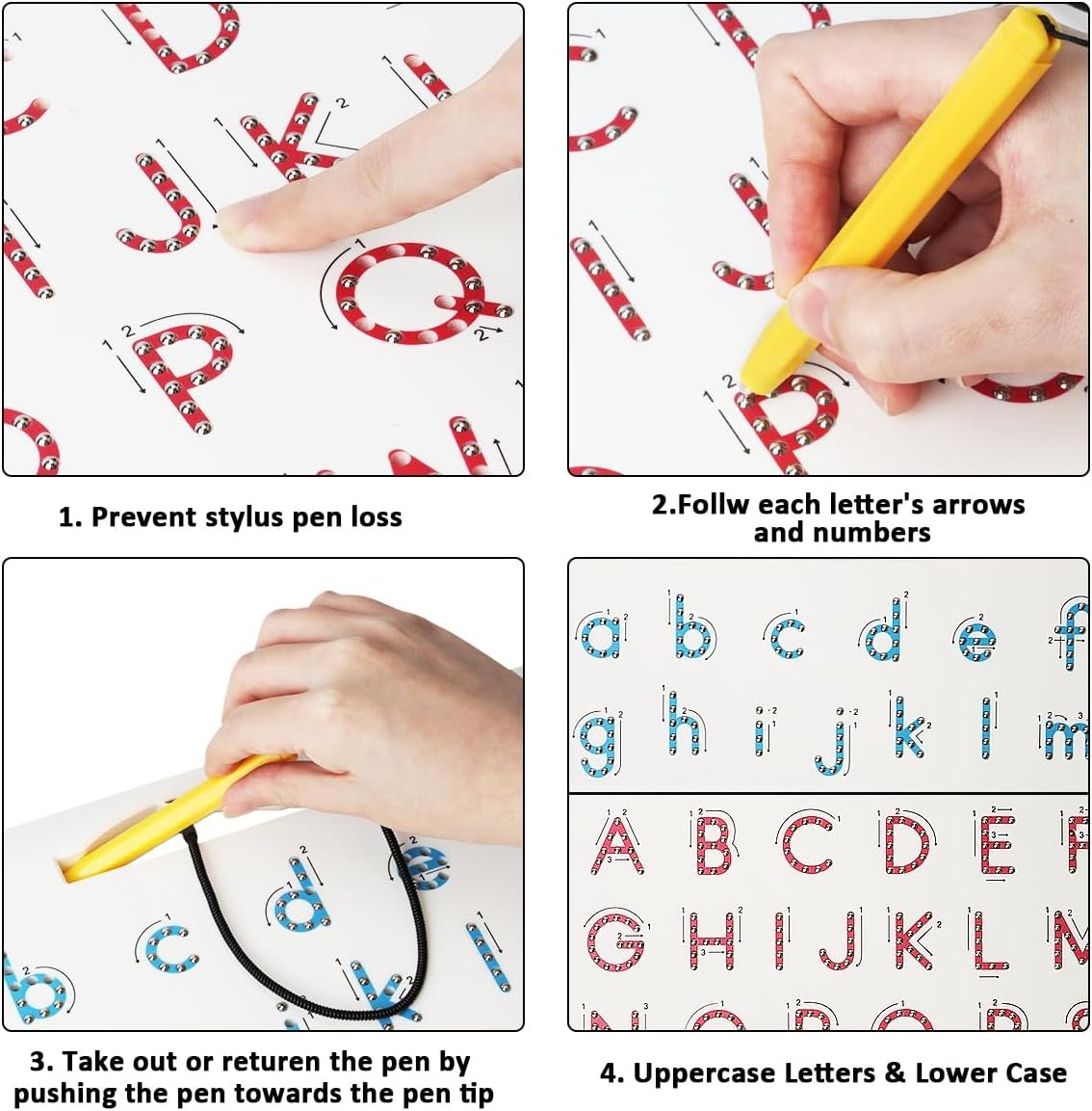 Magnetic Letter Board Learning Toys: Dreampark Double-Sided with Stylus Montessori ABC Learning Toys for Kids Ages 3+ Alphabet Tracing Board & Travel Educational Gift