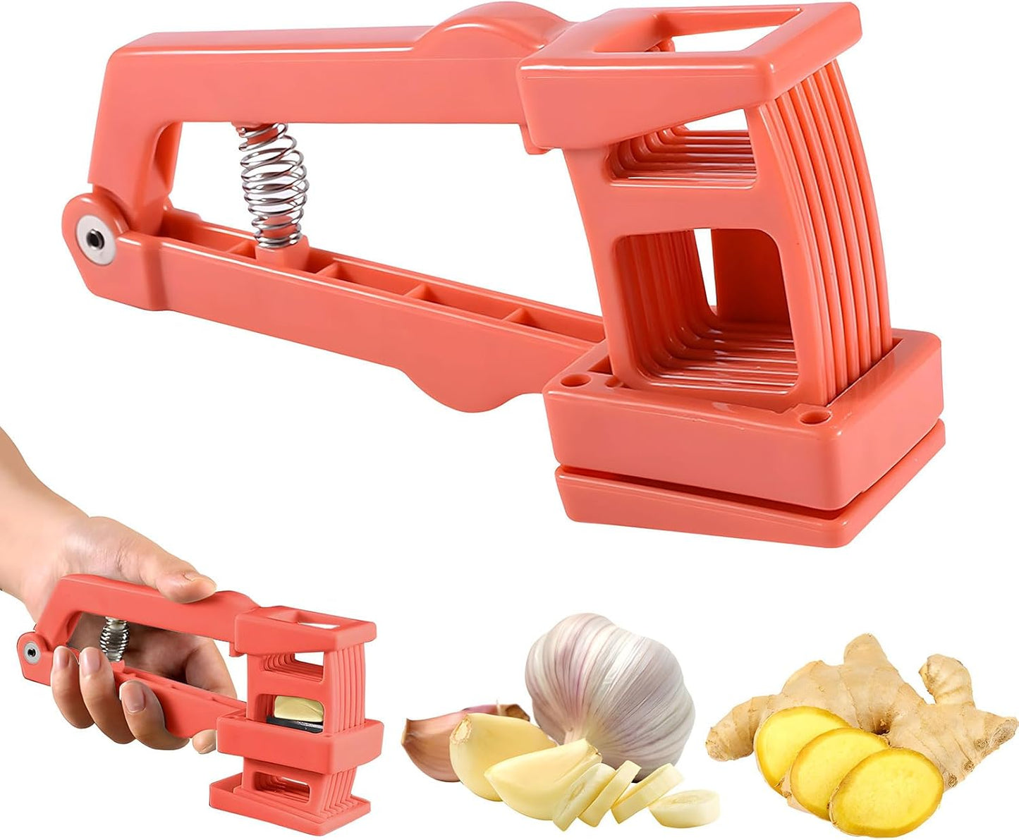 Manual Garlic Presses, Garlic Slicer, Garlic Crusher, Evenly Sliced Garlic Slicer, Easy Squeeze, Ergonomic Handle, Handheld Slicer Kitchen Gadgets Tool (orange)