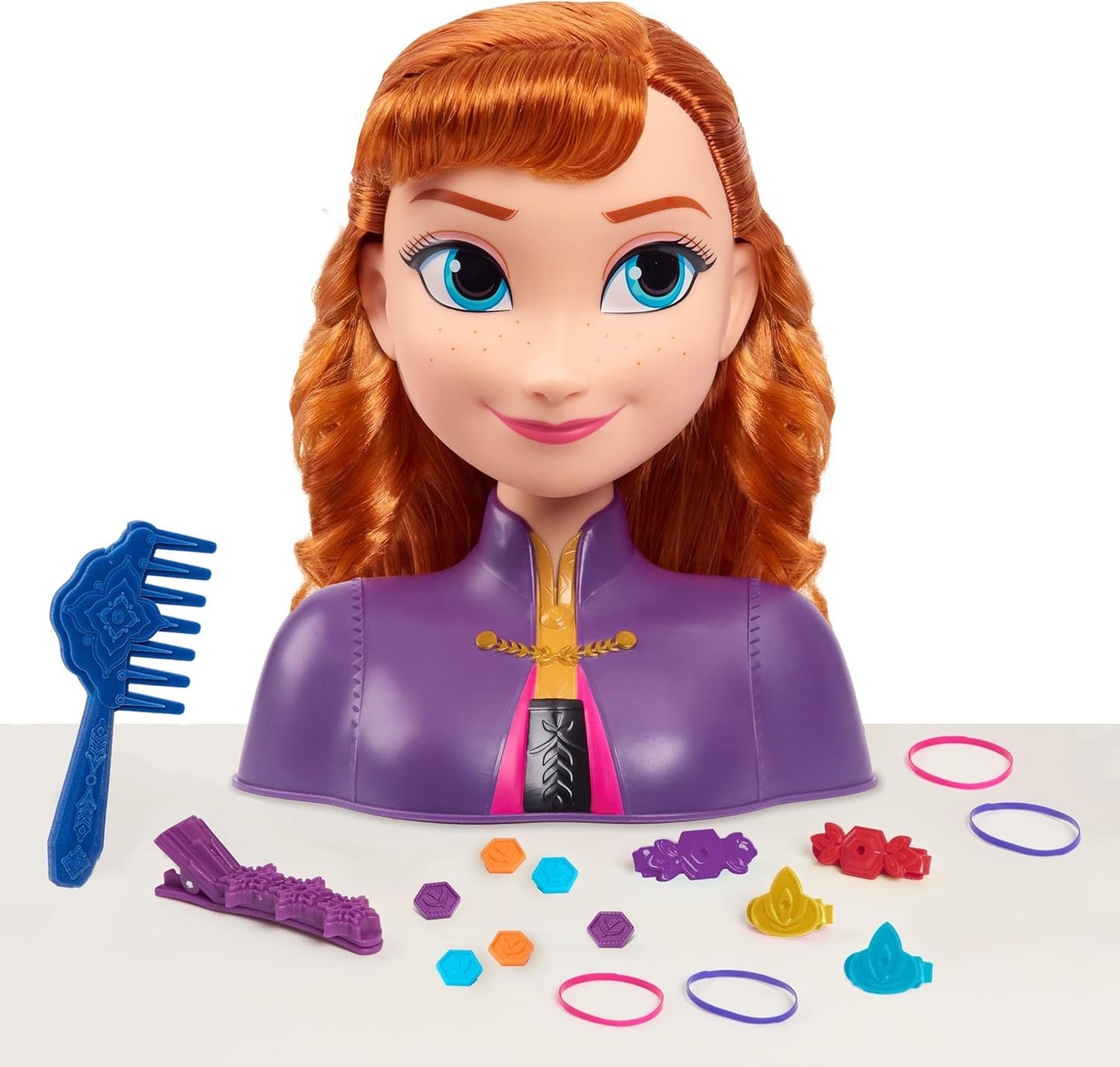 Just Play Disney's Frozen 2 Anna 7.5-inch Styling Head, 17-Pieces, Kids Toys for Ages 3 Up by